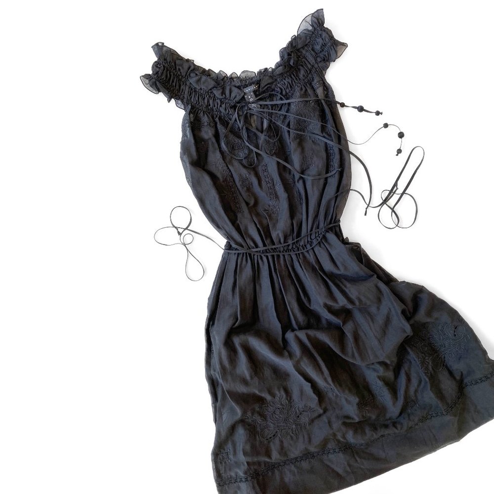 Robert Rodriguez Bohemian Black Midi Dress